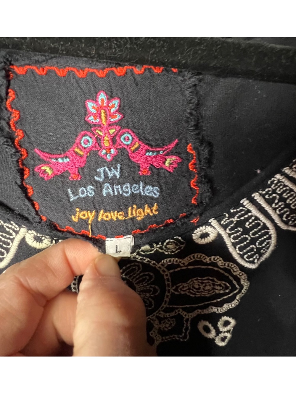 Johnny Was Black Embroidered Knit Dress size L - Picture 4 of 6